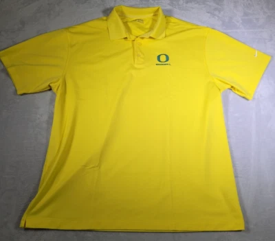 Oregon Ducks Baseball Shirt Mens 2XL Neon Yellow Nike Golf Fit Dry NCAA Pac 12 - Image 1 of 4
