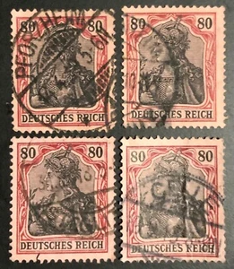 Germania - Deutsche Briefmarke von 1905-80Pf. Karmin/Schwarz mit Wasserzeichen - Bild 1 von 4