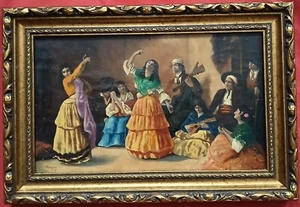 Superbe huile de 1927 sig J Rougeron " les danseurs espagnoles " - Foto 1 di 6