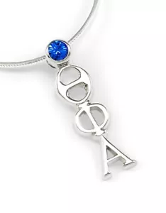 Theta Phi Alpha sterling silver lavaliere pendant w/ Blue Swarovski crystal,NEW! - Picture 1 of 2