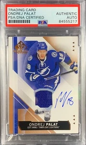 Ondrej Palat auto card Upper Deck SP Game Used Worn 2016 #72 Lightning PSA Encap - Picture 1 of 3