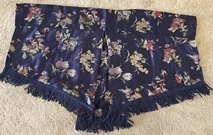 Dark Blue & Floral Design VALANCE w/Fringe 38"W x 23" L ...NEW - Picture 1 of 3