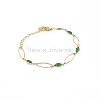 Smaragd Quarz Edelstein Minimalist Goldkette Armband für Damen Birthday Geschenk - Bild 1 von 3