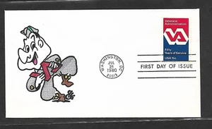USA HAND PAINTED VETERAN 50 YEARS SRV 1980 RICH ELLIS ANIMATED FDC + CACHET - Picture 1 of 1