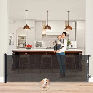 300cm Extra Wide Stair Gates for Dogs Large Pet Dog Gate Retractable Stair Gate - Picture 1 of 16