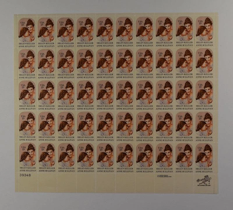 US SCOTT 1824 PANE OF 50 HELEN KELLER STAMPS 15 CENT FACE MNH - Image 1 of 1