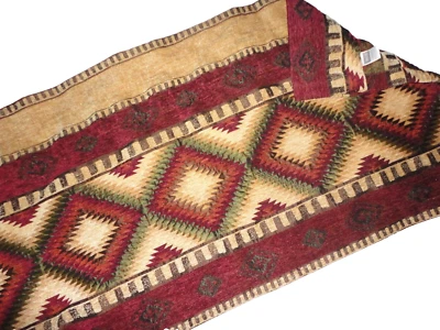 CROSCILL NAVAJO CHENILLA VERDE CAMELLO SUROESTE (1) CENEFA A MEDIDA 24X88 Foto 1 de 4