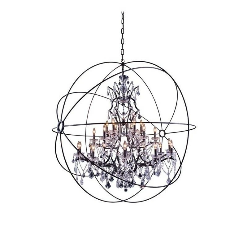 Urban Classic by Elegant Lighting Geneva 25 Light Pendant in Dark Bronze With Royal Cut Clear Crystal 1130g60db/rc