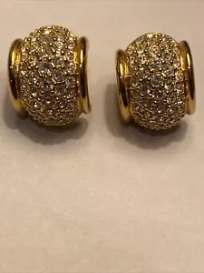 Swarovski Halbcreolen Schwan signiert klar pave Strass goldfarben Post - Bild 1 von 9