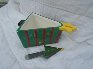 Christmas Tree Cheese Dish with Knife - Picture 1 of 6