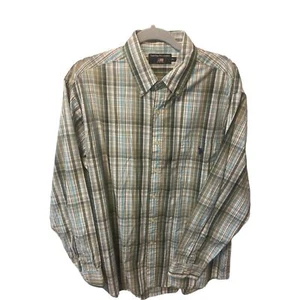United States Polo Association, Men’s Green/Teal Plaid L/S Shirt, Size EX (2XL) - Picture 1 of 4
