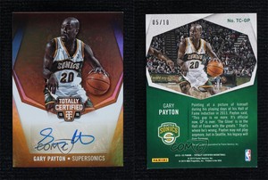 2015-16 Panini Totally Certified Signatures Mirror Gold /10 Gary Payton Auto HOF