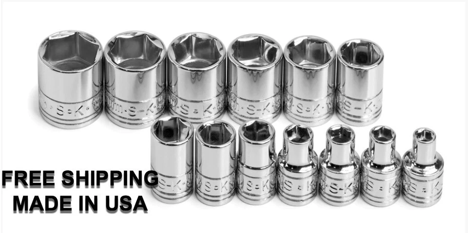 SK 1313 13pc 1/4" Dr. 6pt  Metric Chrome Socket Set Made In USA FREE SHIPPING - Image 1 of 1