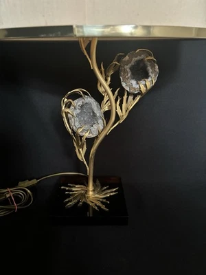 Lampe Bronze  Willy Daro Modèle Lucifer  Enserrant Deux Géodes 1970 Duval Faure - Photo 1/4