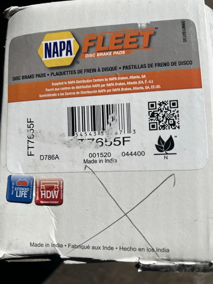 Pastilhas de freio a disco semi-metálicas dianteiras NAPA Fleet Freightliner MT45 MT55 Thomas - Imagem 1 de 3