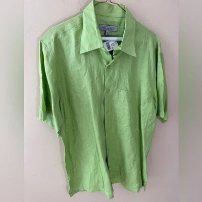 Linea Uomo linen shirt bright  green size L NWT - Image 1 of 4