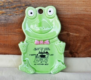 VTG Comical Green Anthromorphic Frog Spoon Rest Guests Like Kitchen Best 6" x 4" - Picture 1 of 8