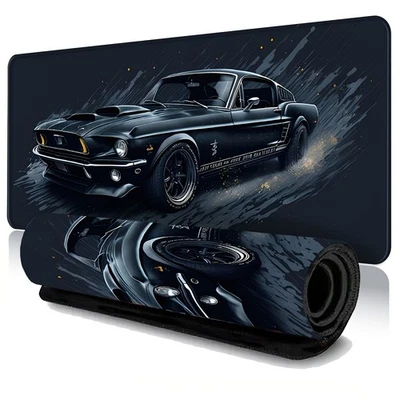40*90 cm [Vibrante Alfombrilla de Escritorio para Juegos] Grande Vibrante Negro y Naranja Muscle Car Gaming Foto 1 de 4