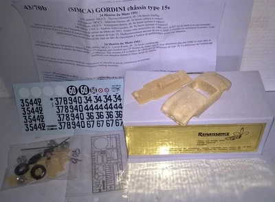 1-43 Gordini Simca Ty.15 Le Mans '51 Resin kit Renaissance 43/70b - Immagine 1 di 2