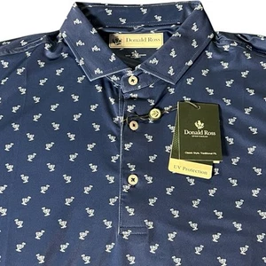 Neu mit Etikett Donald Ross Golf Poloshirt Herren Large Entenblau AOP Stretch UV-Schutz - Bild 1 von 6