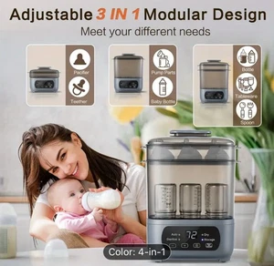 Vaporizador y secadora biberón 4 en 1 ajuste universal fácil de usar apagado automático LED  - Imagen 1 de 8