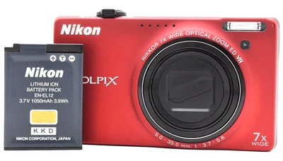 [Exc+5] Nikon COOLPIX S6000 Red 14.2MP 7x Zoom Compact Digital Camera From JAPAN - Image 1 of 4