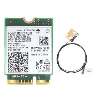 AX201 AX201NGW Tarjeta WiFi con 2XAntena M.2 CNVio2 2,4 GHz/5 GHz T1X78989 - Imagen 1 de 9
