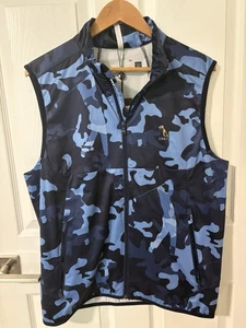 Neu. Herren Ralph Lauren RLX Golf Weste Blau Camouflage Medium Packbar Wasserabweisend - Bild 1 von 9