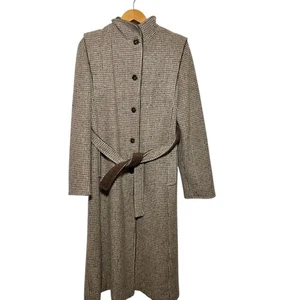 Vintage Antique Boiled Wool Overcoat Trench Coat Heavy Tweed Academia Mens Small - Picture 1 of 14