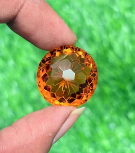 Gorgeous!!! 48 Ct Citrine Quartz Round Shape Excellent Cut Loose gemstone - Picture 1 of 14