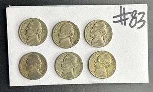 6 Circulated Silver War Jefferson Nickels 1942-1945 (order #83) - Picture 1 of 2