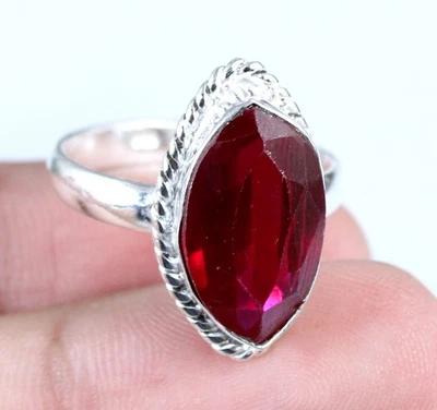 12 Ct Natural Red Sapphire 15 x 9 mm Marquise Cut Gemstone Certified Men's Ring - Image 1 of 4