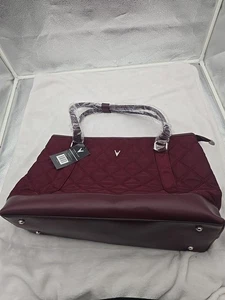 NUEVO CON ETIQUETAS Vanessa Williams Vino Tinto Acolchado Nylon Grande Laptop Bolso de Mano Cartera - Imagen 1 de 7