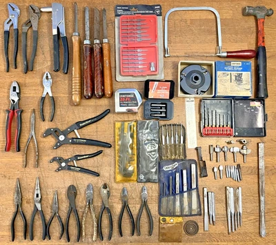 Gran Lote de (105+) Herramientas Artesanas EE. UU. - Alicates, Diagonales, Cinceles, Punzones Foto 1 de 4