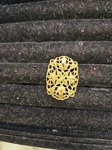 Brooch/pin Gold-tone Filigree - Picture 1 of 8