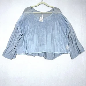 Free People Top Damen Medium Oversize bestickt transparent Bauernbluse Neu mit Etikett - Bild 1 von 14