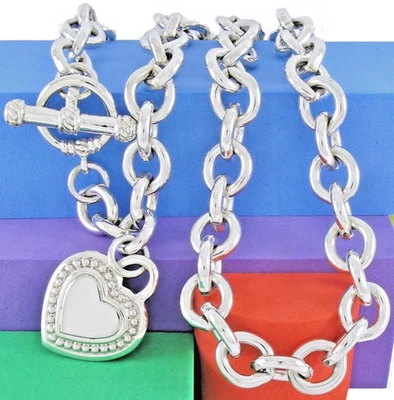 "Collar Judith Ripka de plata de ley con eslabones de cable de 20"" palanca y dije de corazón 123G" Foto 1 de 4