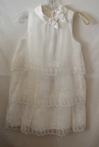 Janie & Jack Girls Dress Sz 10 Ivory Embroidered Lace Tiers Scalloped Hem Lined - Picture 1 of 10