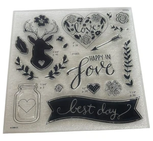 Set timbri acrilici CTMH My Acrylix Woodland Romance Deer Best Day Love Arrow Jar - Foto 1 di 9