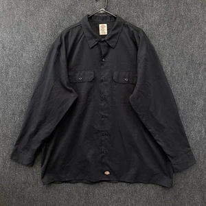 Dickies Flex Mens Size 2XL Long Sleeve Button Up Work Shirt Black Twill Pockets - Picture 1 of 10