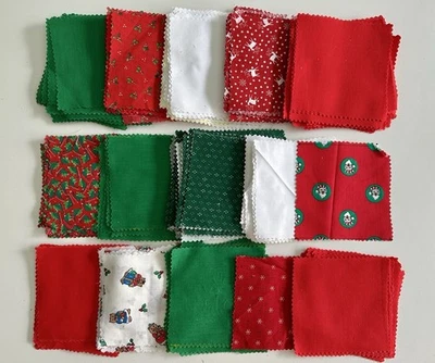 250+/- LOT OF VTG 4.5" Precut Quilt Block Squares Christmas Cotton Fabric - Image 1 of 3