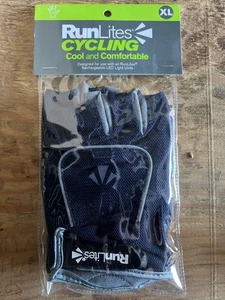 RunLites Cycling Bike Padded Fingerless Light Gloves With Battery Navy Size XL - Picture 1 of 6