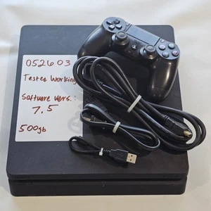 Sony PS4 Slim 500gb W/ Controller & All Cables Model CUH-2015A TESTED WORKING - Picture 1 of 4