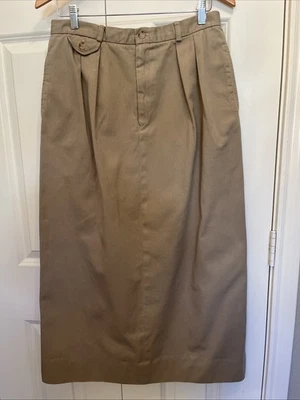 Maxi Falda Recta Ralph Lauren Años 90 De Colección Talla 14 Algodón Caqui Hecha en Italia ICONO Foto 1 de 4