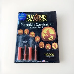 Kit de talla de calabaza 1998 de colección Halloween 2 sierras 1 póker 1 taladro con 9 patrones - Imagen 1 de 3