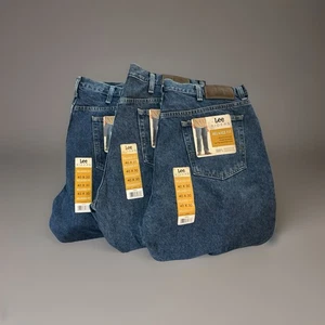 Lee Relaxed Fit Dark Blue 40 X 30 Jeans 3 Pair New - Picture 1 of 9
