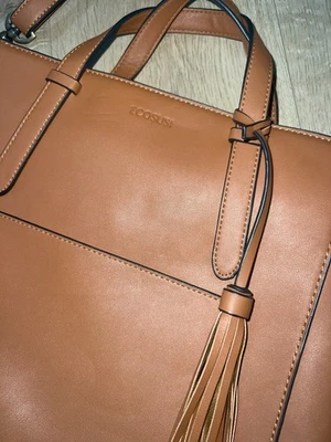 Ecosusi Brown Vegan Leather Convertible Bag Messenger Briefcase Backpack Laptop  - Image 1 of 4