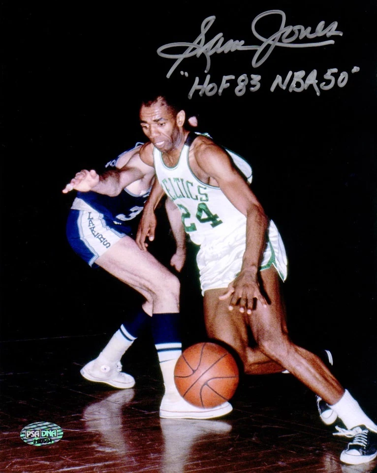 Sam Jones SIGNED 8x10 Photo +HOF 83  +NBA 50 Boston Celtics PSA/DNA AUTOGRAPHED  - Image 1 of 1