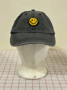 Yellow Smiley Face Youth Boys Cap Hat Grey Adjustable SnapBack Patch Adjustable - Picture 1 of 7