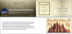 2017 1° Libretto Ricordo 30° anniversario Milanofil 2017 tir. 200 pz - Imagen 1 de 1